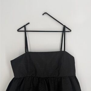Cos Voluminous Textured Midi Dress In Black